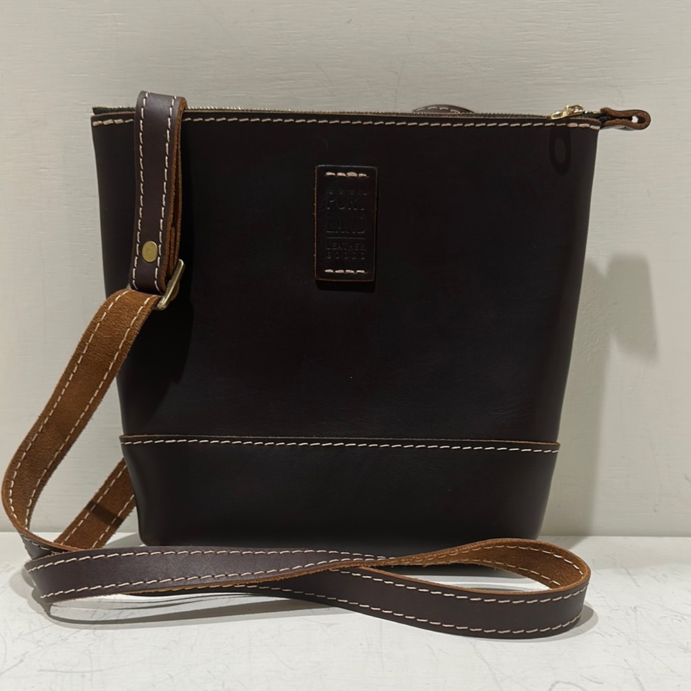 PORTLAND LEATHER GOODS Almost Perfect “Festival” Brown Leather Crossbody Bag